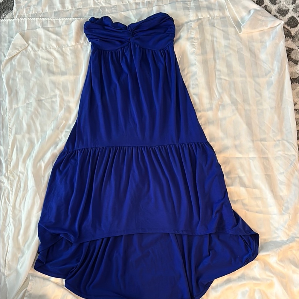 Elegant Blue Strapless Dress
